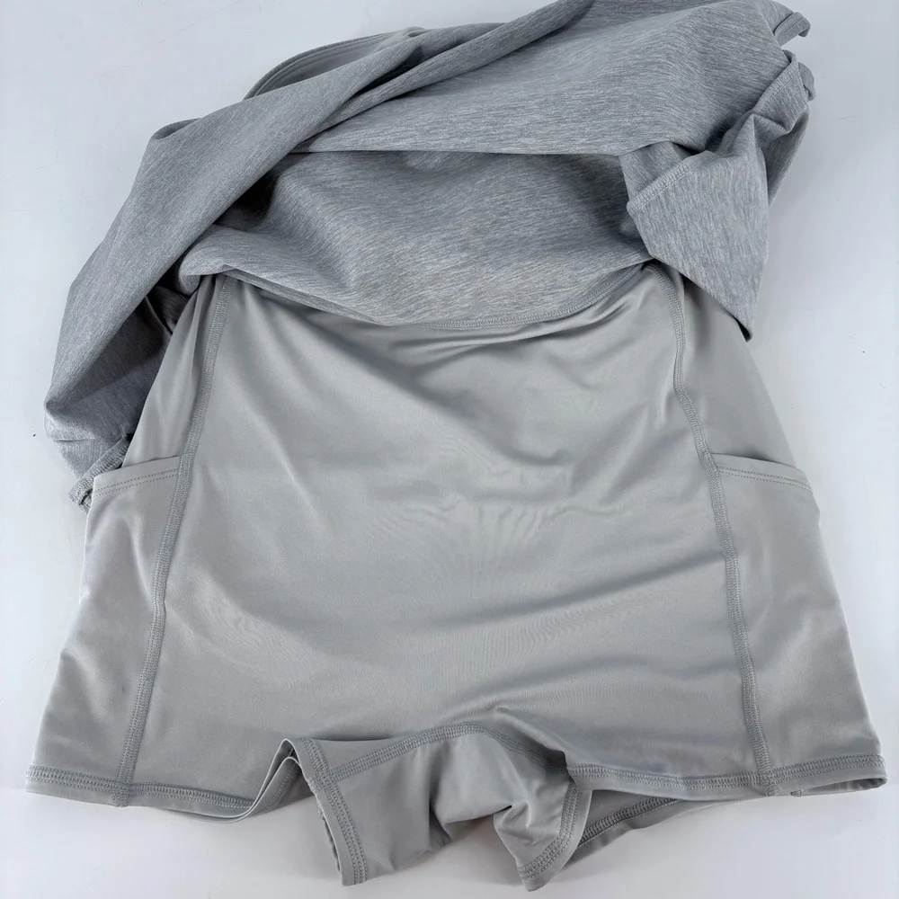 ALO Yoga Gray Sleeveless V‑Neck Mini Dress